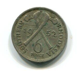 1952 Southern Rhodesia 6p Coin (b756-24)